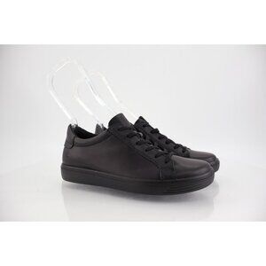Ecco Soft Classic Sneaker Black Leather Women Size 36EU 5/5.5 US Lace Up Shoes